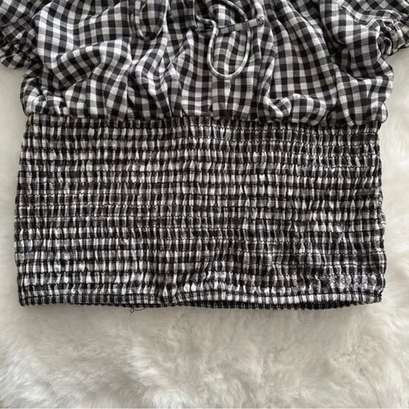 Bershka Gingham Cropped Top Black - Picture 10 of 15